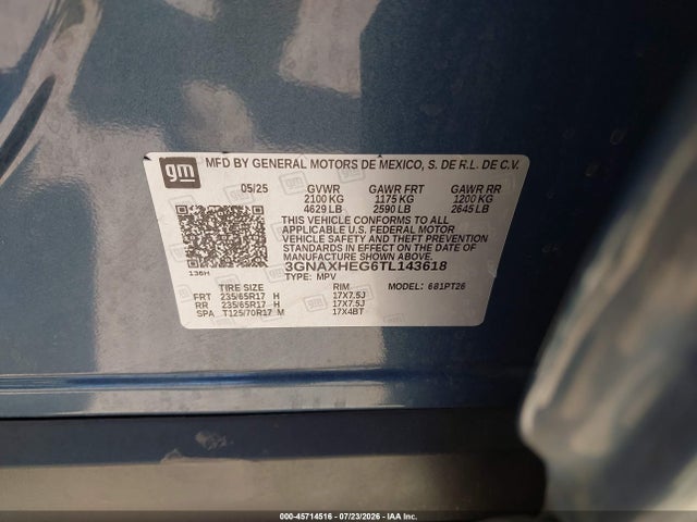 45714516 :رقم المزاد ، 3GNAXHEG6TL143618 vin ، 2026 Chevrolet Equinox Fwd Lt مزاد بيع