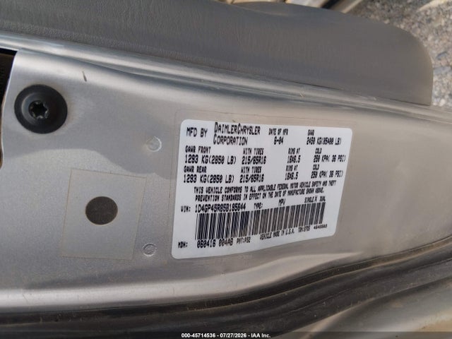 45714536 :رقم المزاد ، 1D4GP45R85B195644 vin ، 2005 Dodge Caravan Sxt مزاد بيع