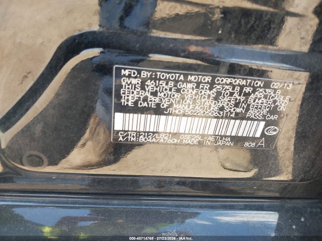 Aukcja sprzedaży 2013 Lexus Is 250, vin: JTHCF5C22D5063114, numer aukcji: 45714768