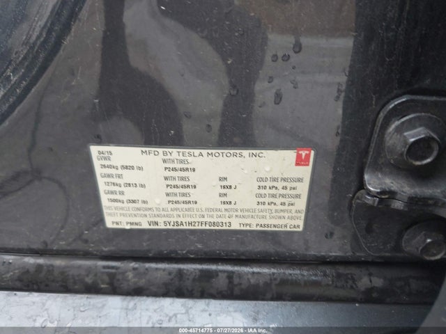 Tesla MODEL S 2015 5YJSA1H27FF080313 Image 9