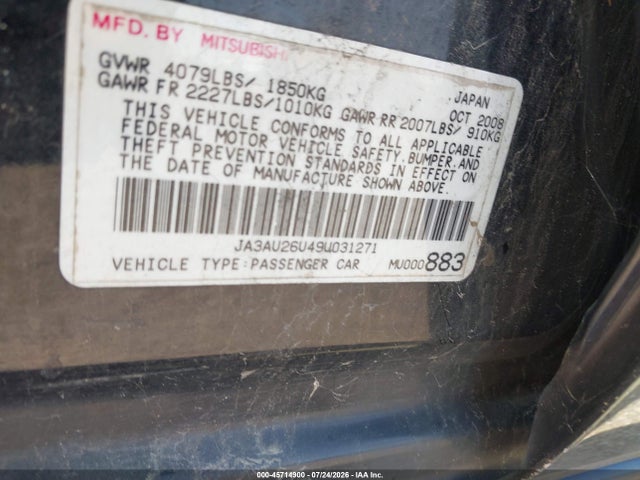 Продажа на аукционе авто 2009 Mitsubishi Lancer Es/es-sport, vin: JA3AU26U49U031271, номер лота: 45714900