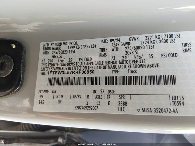 Ford F-150 Xlt 2024 1FTFW3L57RKF06850 Image 9