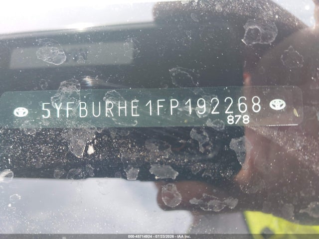 45714924 :رقم المزاد ، 5YFBURHE1FP192268 vin ، 2015 Toyota Corolla Le مزاد بيع