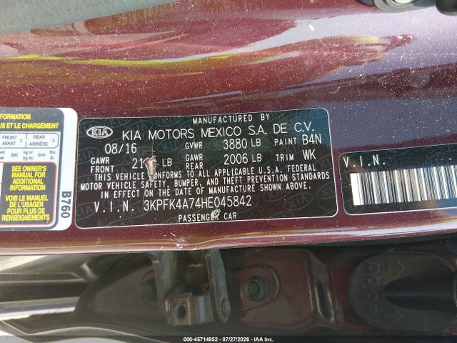 KIA FORTE LX 2017 3KPFK4A74HE045842 Image 9
