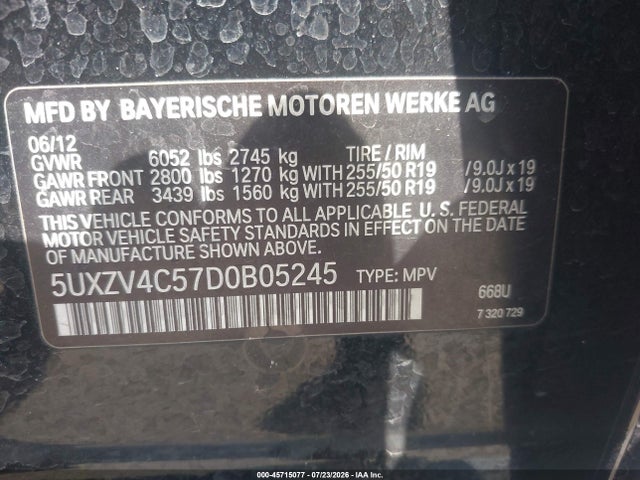 Aukcja sprzedaży 2013 Bmw X5 Xdrive35i/xdrive35i Premium/xdrive35i Sport Activity, vin: 5UXZV4C57D0B05245, numer aukcji: 45715077