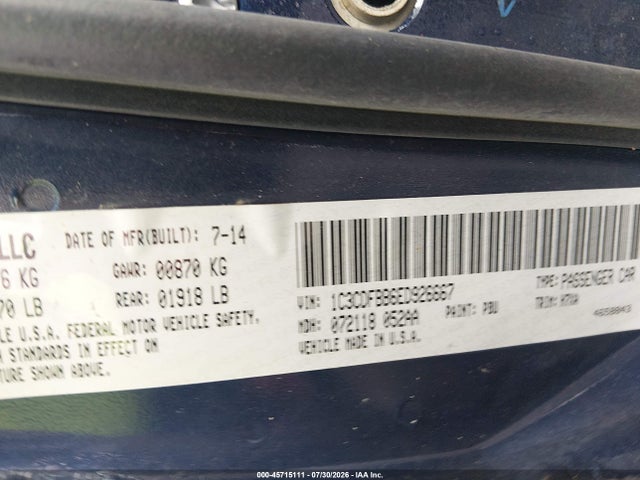 Продажа на аукционе авто 2014 Dodge Dart Sxt, vin: 1C3CDFBB6ED926667, номер лота: 45715111