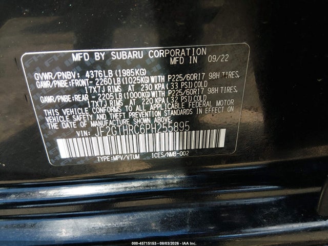Продаж на аукціоні авто 2023 Subaru Crosstrek Sport, vin: JF2GTHRC6PH255895, номер лоту: 45715153