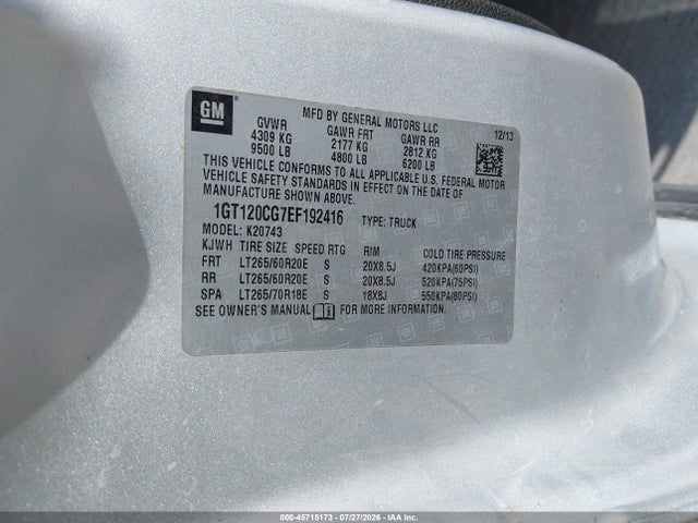 1GT120CG7EF192416 GMC Sierra 2500hd Sle