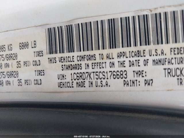 45715195 :رقم المزاد ، 1C6RD7KT5CS176683 vin ، 2012 Ram 1500 Express مزاد بيع