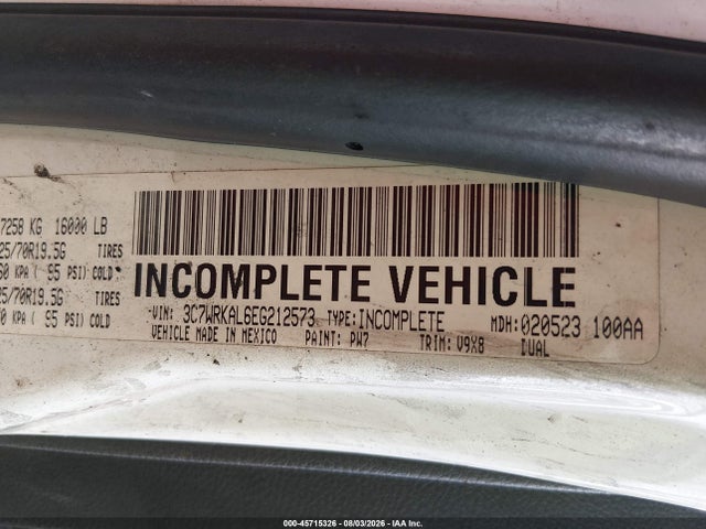 45715326 :رقم المزاد ، 3C7WRKAL6EG212573 vin ، 2014 Ram 4500 Chassis Tradesman/slt مزاد بيع