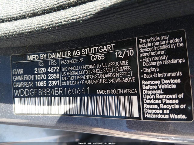 Продаж на аукціоні авто 2011 Mercedes-benz C 300 Luxury 4matic/sport 4matic, vin: WDDGF8BB4BR160641, номер лоту: 45715371