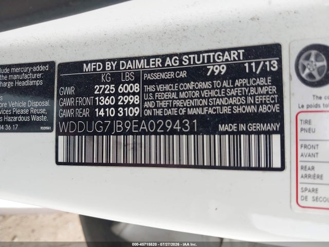 Продаж на аукціоні авто 2014 Mercedes-benz Amg S 63, vin: WDDUG7JB9EA029431, номер лоту: 45715520