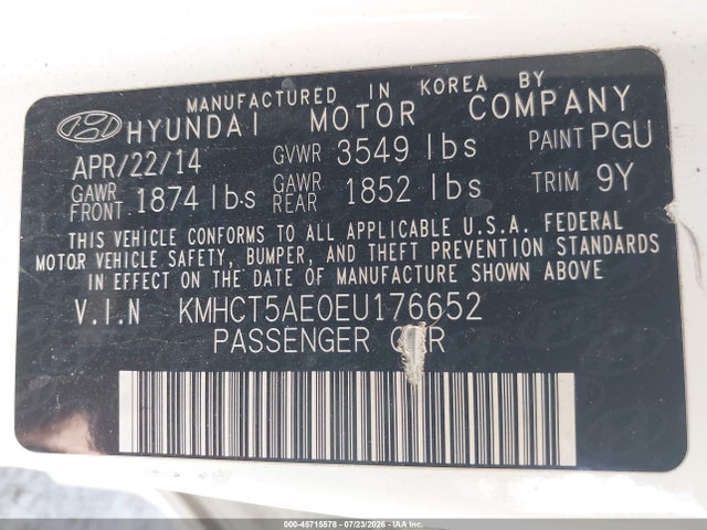 Hyundai ACCENT GS 2014 KMHCT5AE0EU176652 Image 9