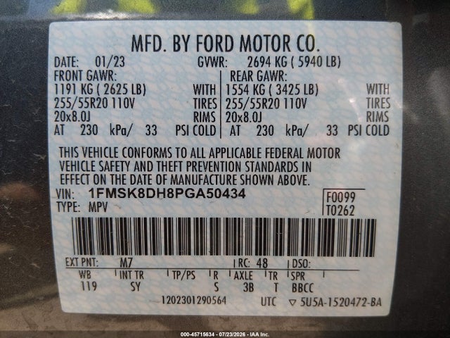 Ford EXPLORER XLT 2023 1FMSK8DH8PGA50434 Image 9