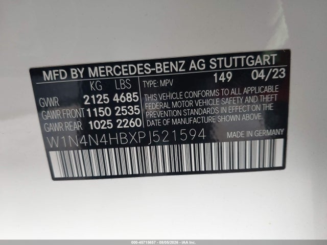 Продажа на аукционе авто 2023 Mercedes-benz Gla 250 4matic, vin: W1N4N4HBXPJ521594, номер лота: 45715657
