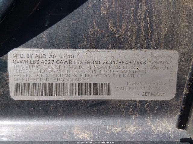 Продажа на аукционе авто 2011 Audi A4 2.0t Premium, vin: WAUFFAFL7BN012486, номер лота: 45715751