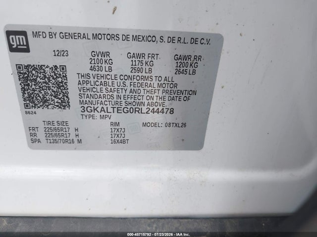 Продаж на аукціоні авто 2024 Gmc Terrain Awd Sle, vin: 3GKALTEG0RL244478, номер лоту: 45715792