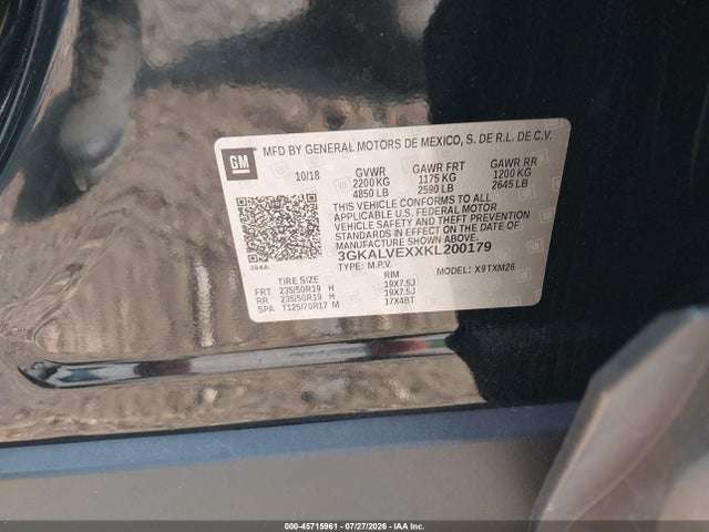 45715961 :رقم المزاد ، 3GKALVEXXKL200179 vin ، 2019 Gmc Terrain Slt مزاد بيع