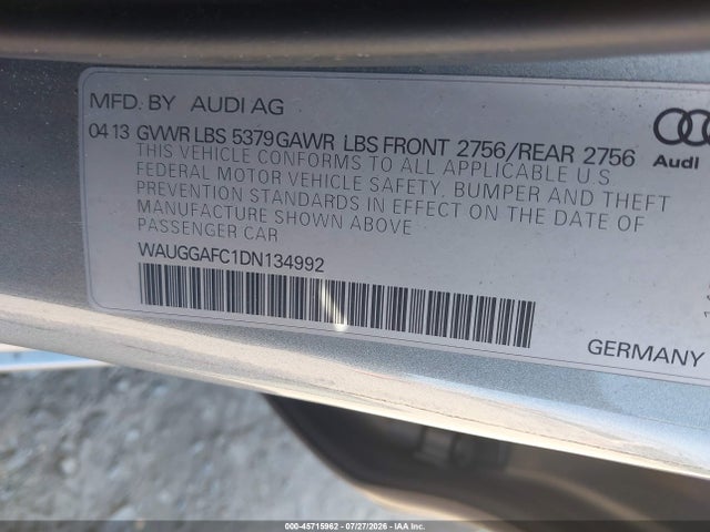 Продаж на аукціоні авто 2013 Audi A6 3.0t Premium, vin: WAUGGAFC1DN134992, номер лоту: 45715962