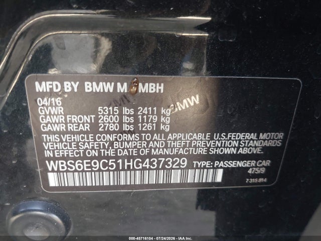 BMW M6 Gran Coupe 2017 WBS6E9C51HG437329 Image 9