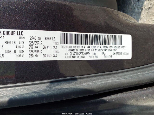 Aukcja sprzedaży 2014 Dodge Grand Caravan Se 30th Anniversary, vin: 2C4RDGBG0ER299064, numer aukcji: 45716207