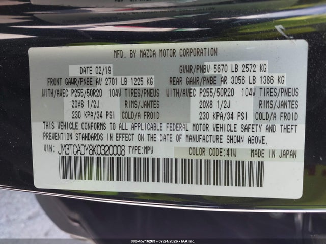 JM3TCADY8K0320008 Mazda Cx-9 Grand Touring