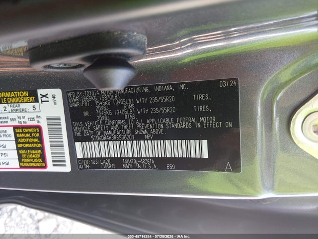 5TDKDRAH3RS536201 Toyota Highlander Platinum