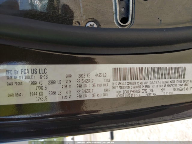 45716288 :رقم المزاد ، 1C4NJPBB0GD815702 vin ، 2016 Jeep Patriot 75th Anniversary مزاد بيع