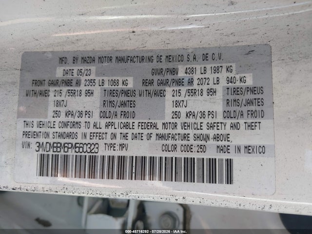 Aukcja sprzedaży 2023 Mazda Cx-30 2.5 S Select, vin: 3MVDMBBM6PM560323, numer aukcji: 45716292