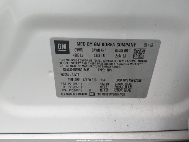 45716359 :رقم المزاد ، KL4CJDSB9HB013436 vin ، 2017 Buick Encore Premium مزاد بيع