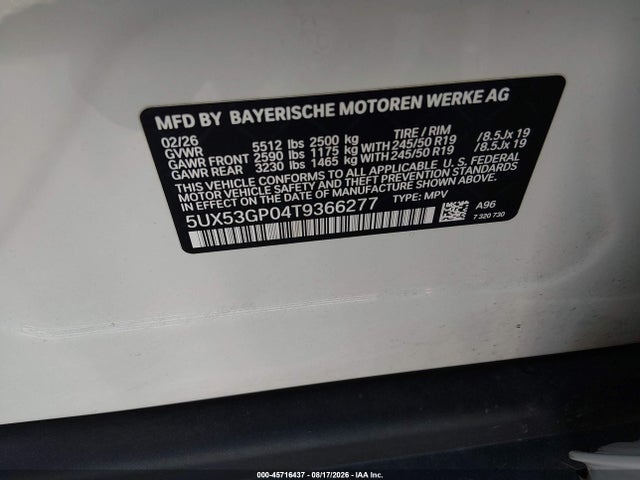 5UX53GP04T9366277 BMW X3 30 Xdrive