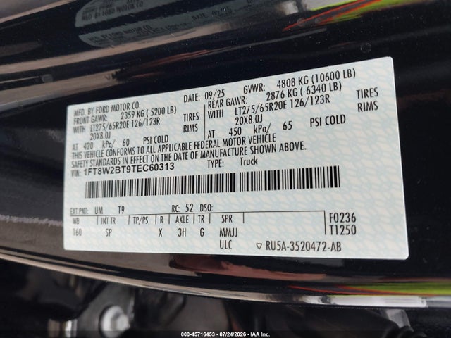Продажа на аукционе авто 2026 Ford F-250 King Ranch, vin: 1FT8W2BT9TEC60313, номер лота: 45716453