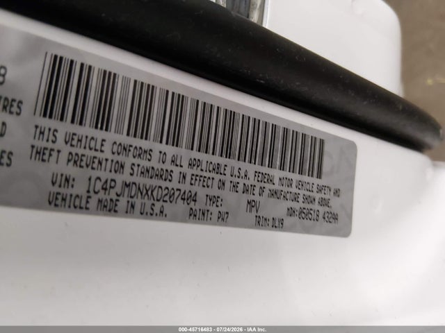 Продаж на аукціоні авто 2019 Jeep Cherokee Limited 4x4, vin: 1C4PJMDNXKD207404, номер лоту: 45716483