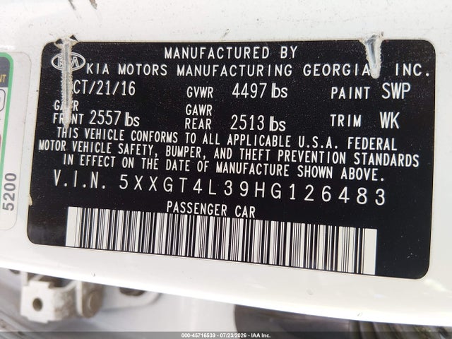 KIA Optima Lx 2017 5XXGT4L39HG126483 Image 9