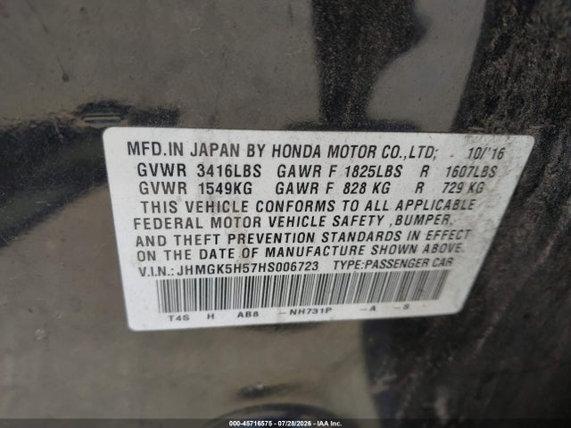 JHMGK5H57HS006723 Honda FIT LX