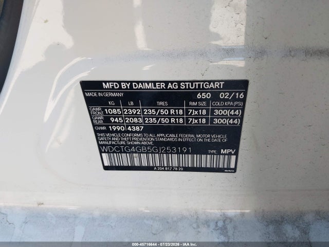Продажа на аукционе авто 2016 Mercedes-benz Gla 250 4matic, vin: WDCTG4GB5GJ253191, номер лота: 45716644