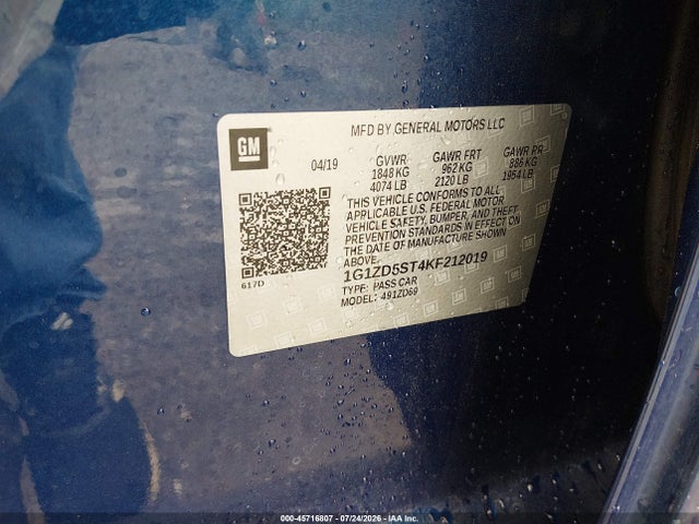 Chevrolet MALIBU LT 2019 1G1ZD5ST4KF212019 Image 9