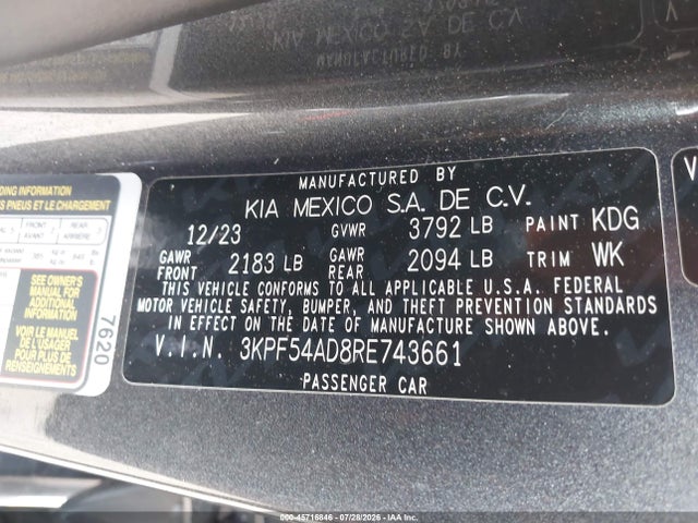 3KPF54AD8RE743661 KIA Forte Gt-line