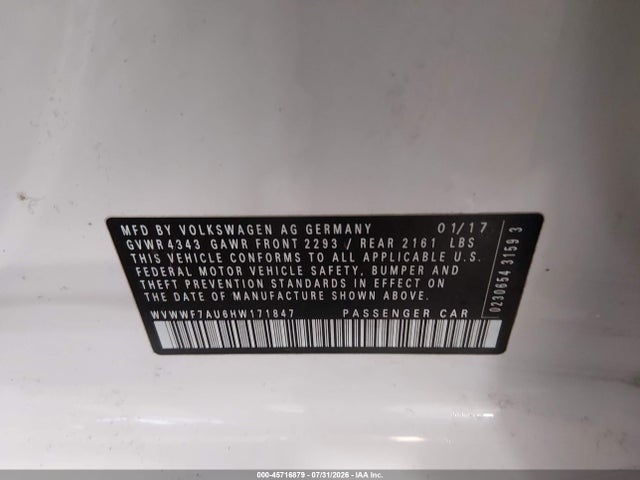 45716879 :رقم المزاد ، WVWWF7AU6HW171847 vin ، 2017 Volkswagen Golf R 4-door W/dcc   Navigation مزاد بيع