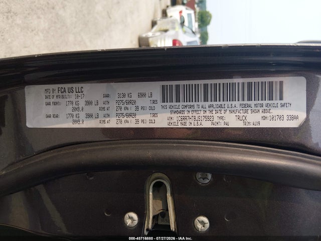 45716880 :رقم المزاد ، 1C6RR7HT8JS175923 vin ، 2018 Ram 1500 Night  4x4 6'4 Box مزاد بيع