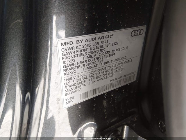 WA1EVBF10SD032603 Audi Q8 Premium Plus 55 Tfsi Quattro