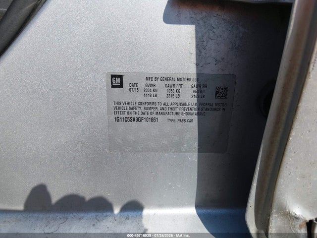 1G11C5SA9GF101861 Chevrolet Malibu Limited Lt
