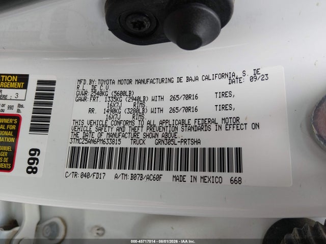 Продажа на аукционе авто 2023 Toyota Tacoma Trd Off Road, vin: 3TMCZ5AN6PM633815, номер лота: 45717014