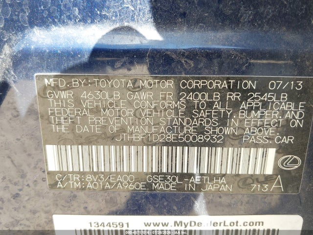 Продаж на аукціоні авто 2014 Lexus Is 250, vin: JTHBF1D28E5008932, номер лоту: 45717016
