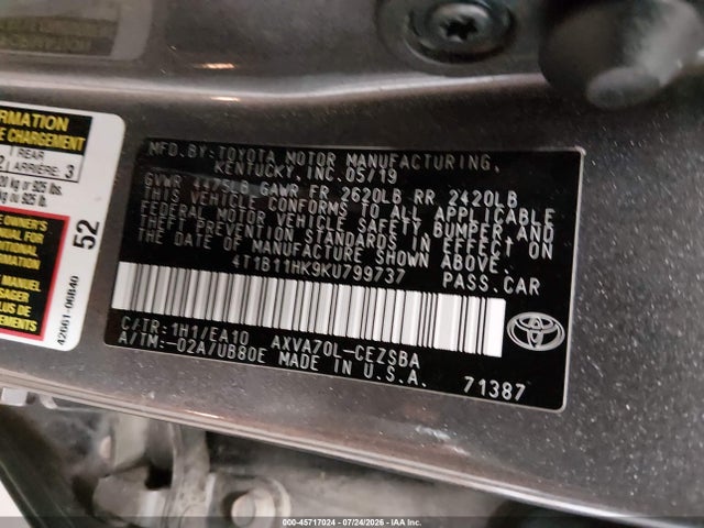 Toyota CAMRY SE 2019 4T1B11HK9KU799737 Image 9