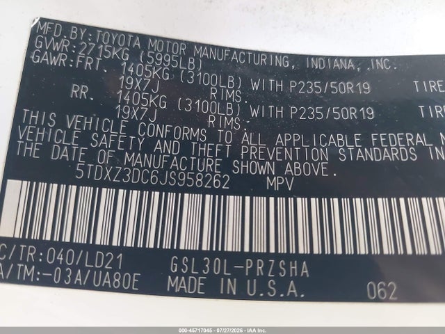 Toyota Sienna Se 8 Passenger 2018 5TDXZ3DC6JS958262 Image 9