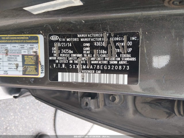 45717128 :رقم المزاد ، 5XXGM4A78EG320873 vin ، 2014 Kia Optima Lx مزاد بيع