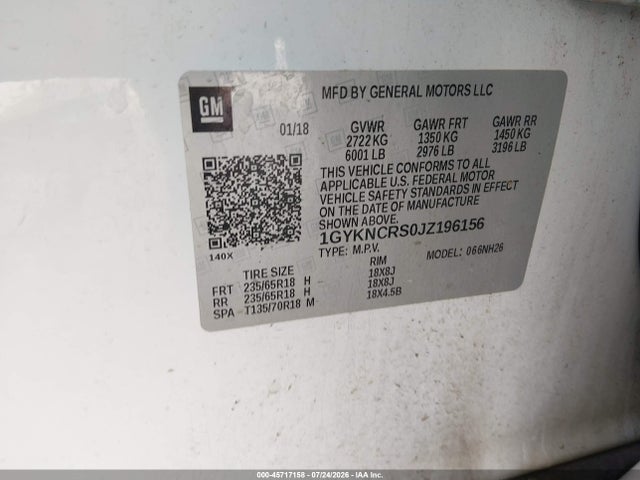 Aukcja sprzedaży 2018 Cadillac Xt5 Luxury, vin: 1GYKNCRS0JZ196156, numer aukcji: 45717158