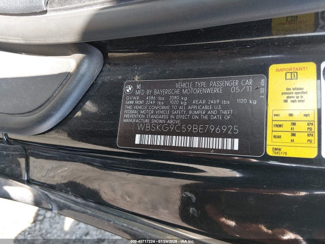 45717224 :رقم المزاد ، WBSKG9C59BE796925 vin ، 2011 Bmw M3 مزاد بيع