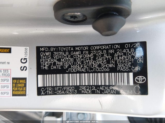 Toyota COROLLA LE 2020 JTDEPRAE1LJ100266 Image 9